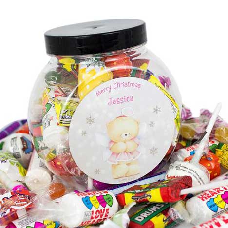 Personalised Forever Friends Christmas Angel 250g Sweet Jar £8.99